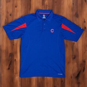 Chicago Cubs Polo Shirt Mens Medium Majestic MLB Cool‎ Base Active Performance